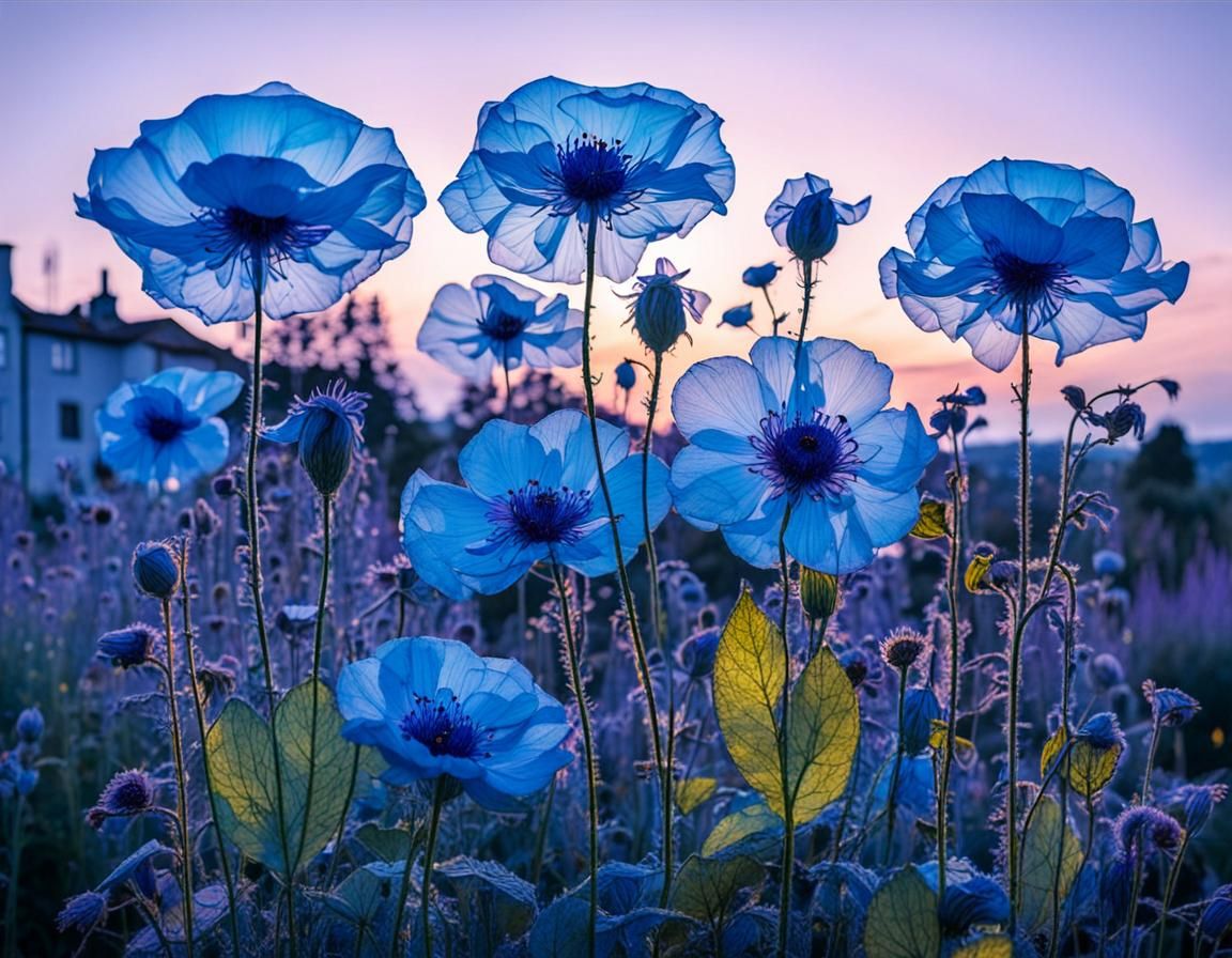 Whispering Blue Blooms Emerge in Rich Evening Hues
