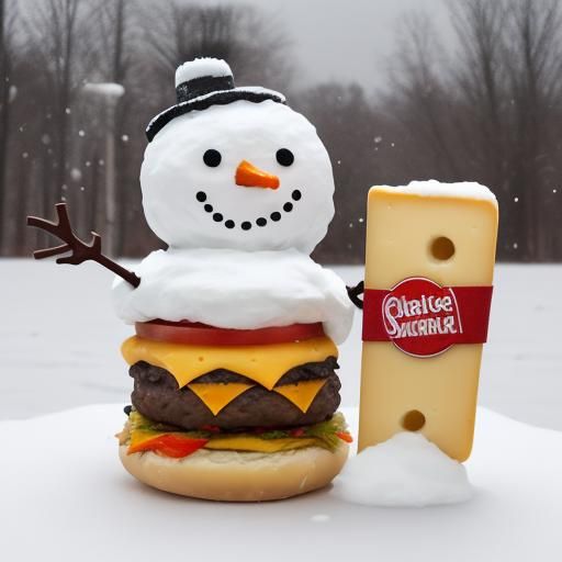Snowman Reimagined as a Cheeseburger