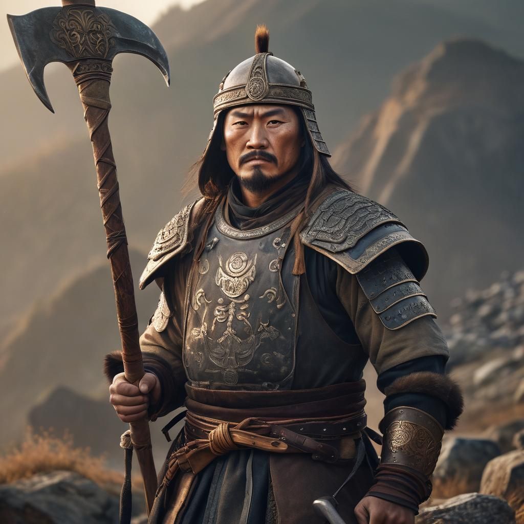 Mongol Empire General in Misty Landscape