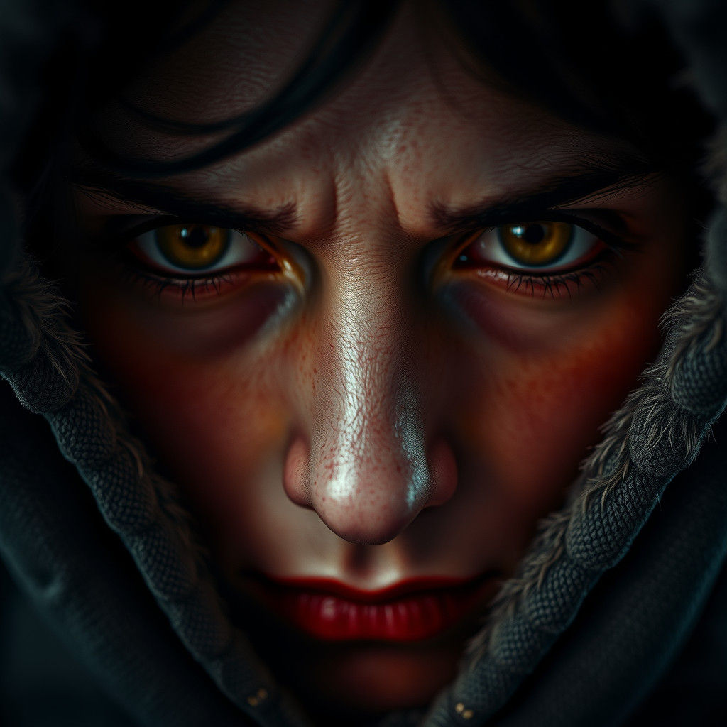 Enigmatic Close-Up in Hyperrealistic Style