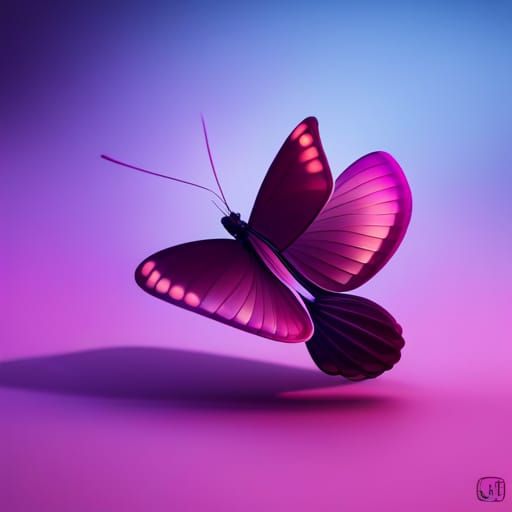 Purple Butterfly in Pixar Style 3D Render