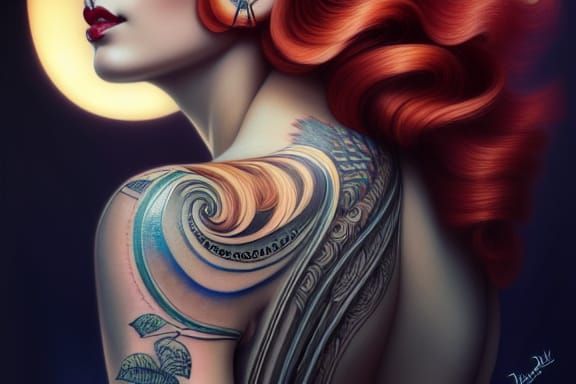 Tattooed Goddess in Art Deco Style
