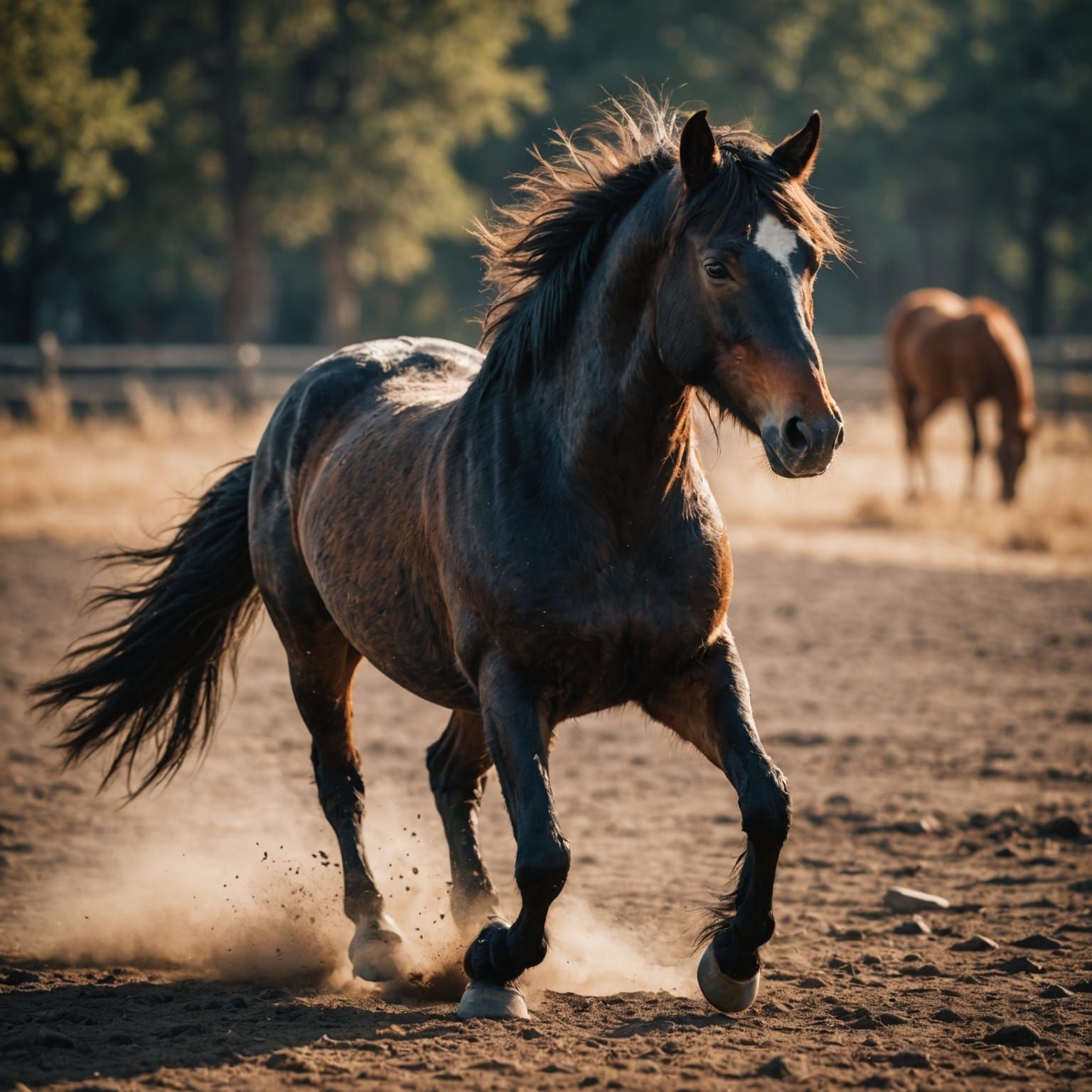 Fierce Wild Horse Captured with Bokeh