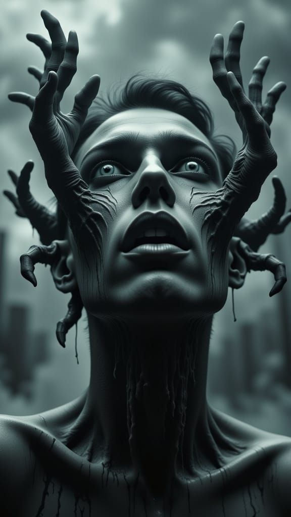 Surreal Dark Fantasy Portrait of a Handless Man