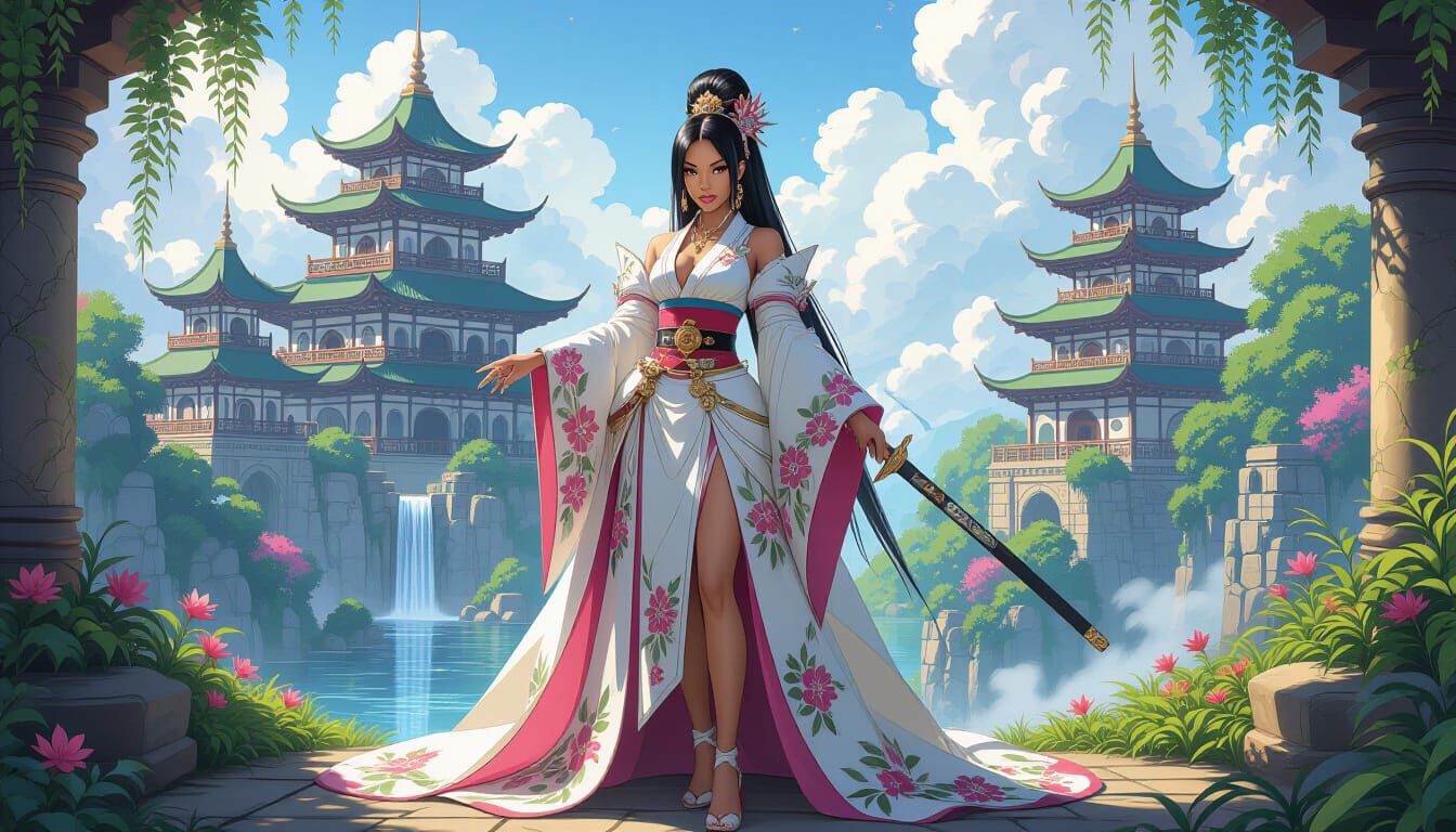 Nicki Minaj in Fantasy Landscape: Anime Manga Portrait