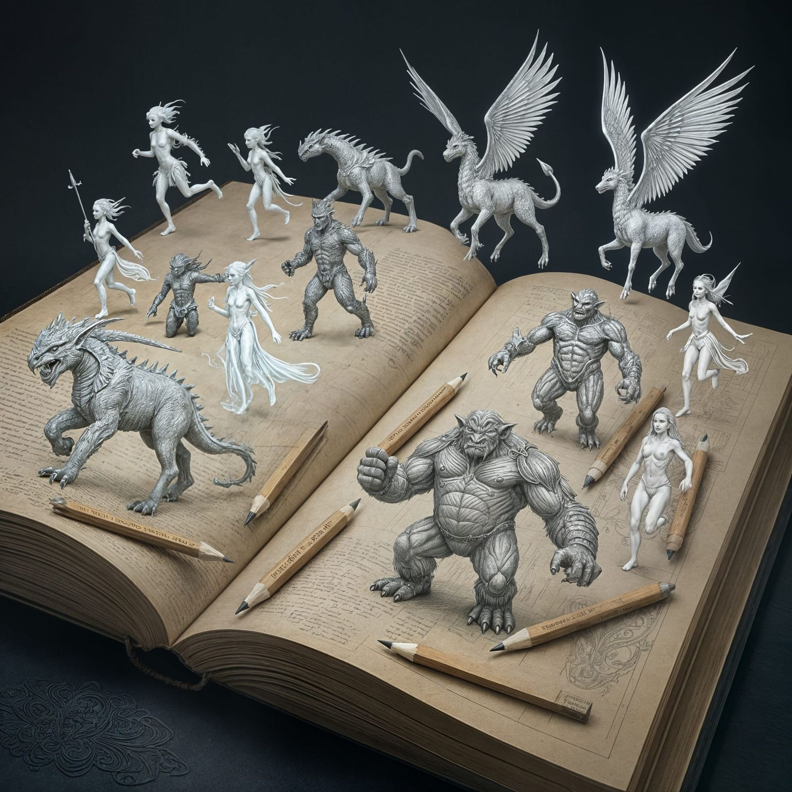 Graphite Drawings of Mythical Creatures Emerge from Ancient ...