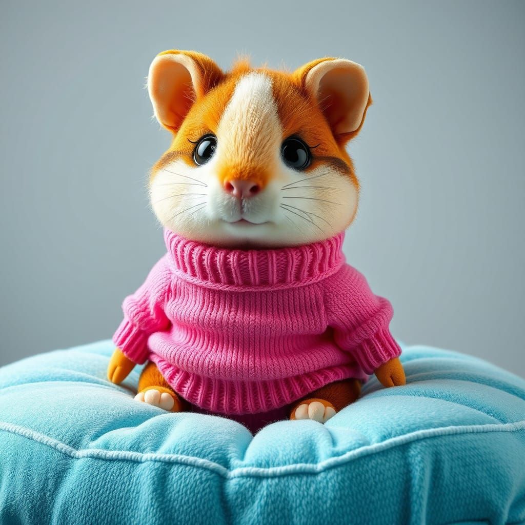 Cuddly Guinea Pig-Cat Plushie in Pop Art Style