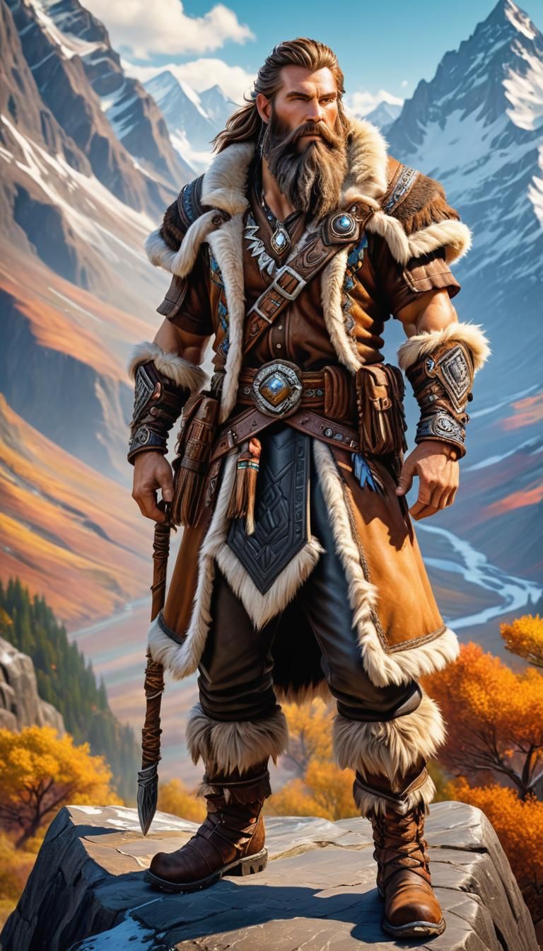 Hyperrealistic Mountain Man in Warcraft Style