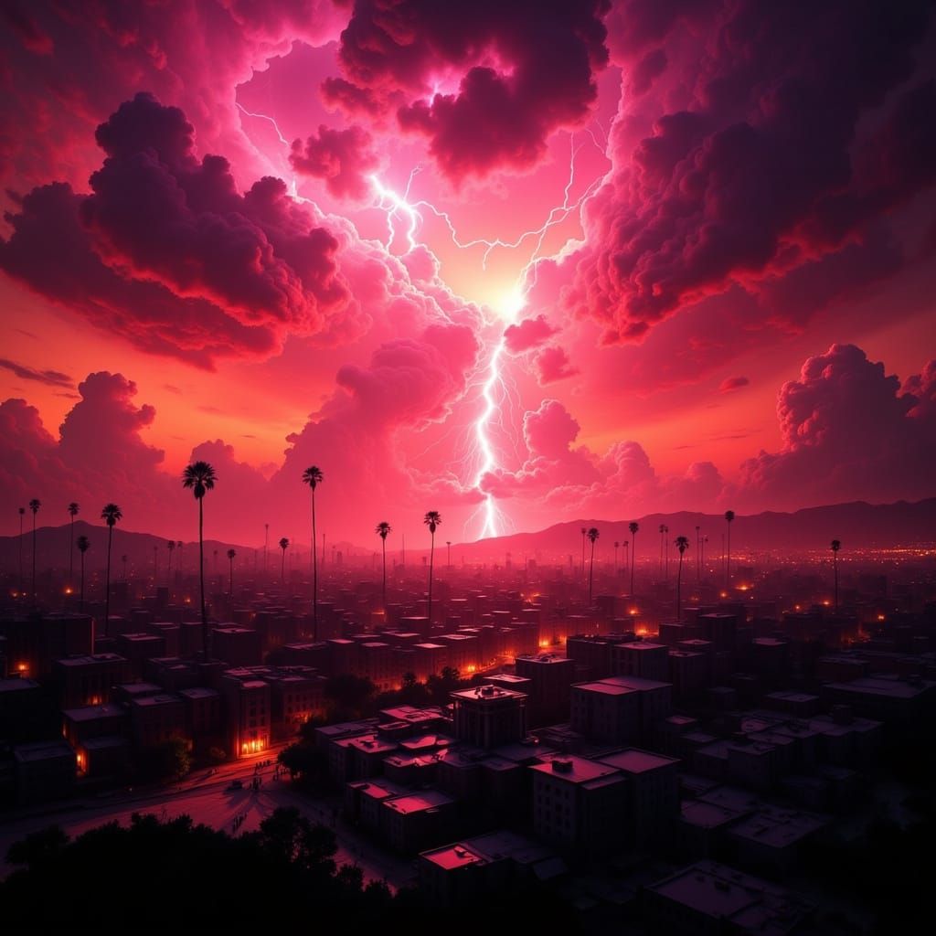 Dramatic Los Angeles Sky in Fiery Hues