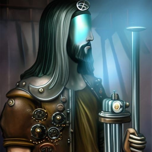 Jesus in Steampunk Engine Design
