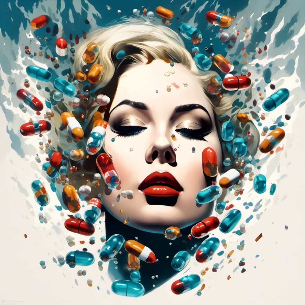 Pills and Silhouette: A Double Exposure Portrait