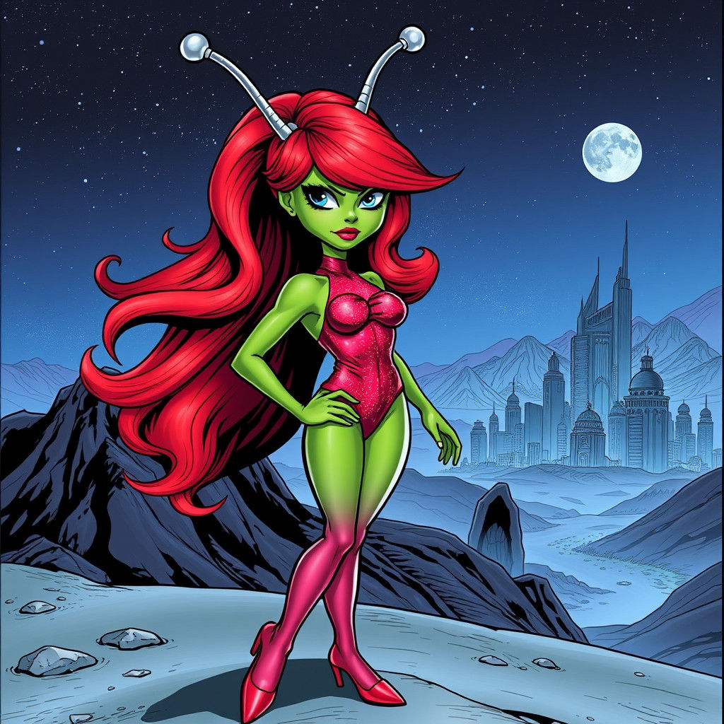 Alien Superheroine on an Alien Planet, Comic Book Art