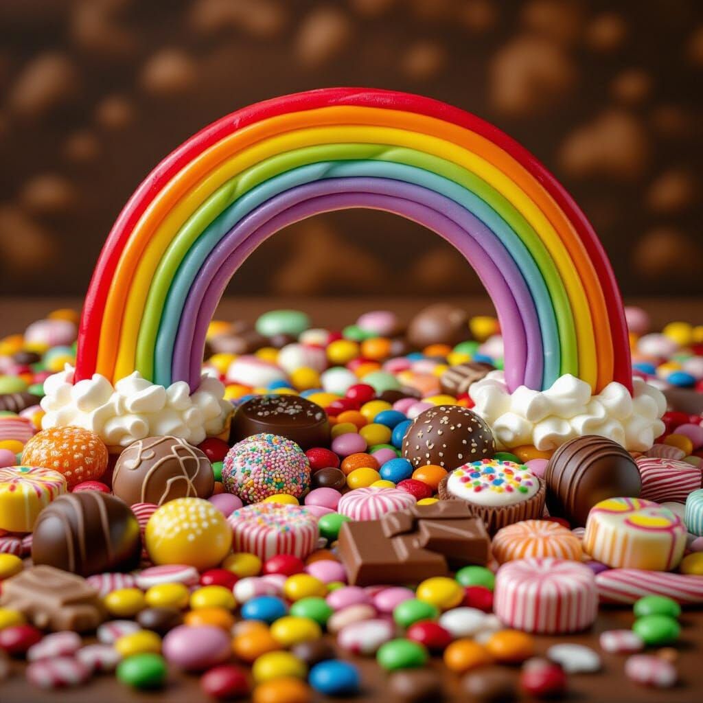 Colorful Candy and Chocolate Rainbow World