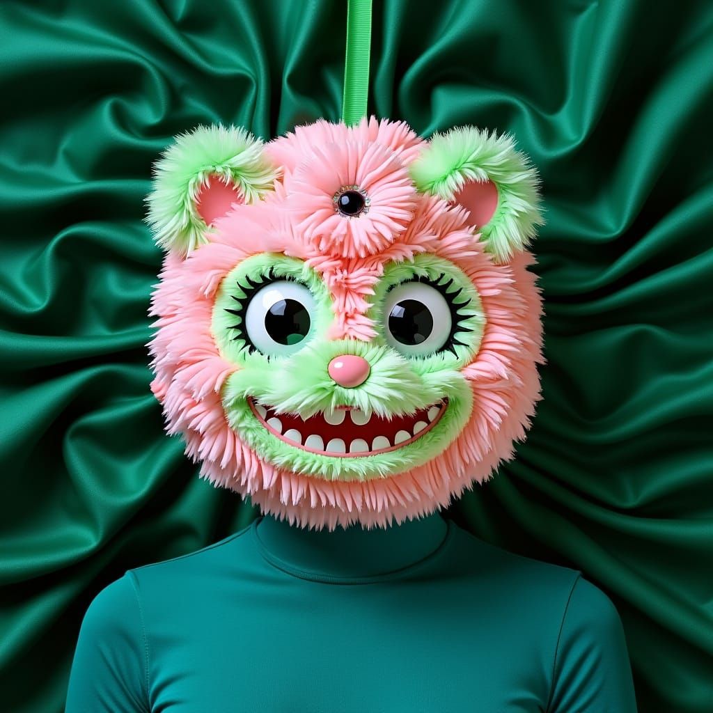 Masked Figure with Silk, Art Nouveau Style