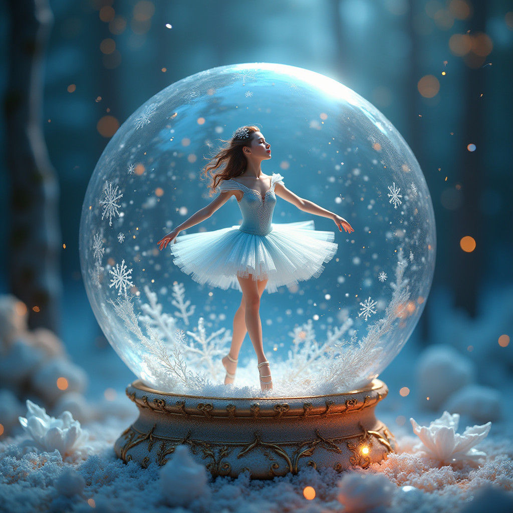 Ballerina in Snow Globe: Fantasy Matte Painting