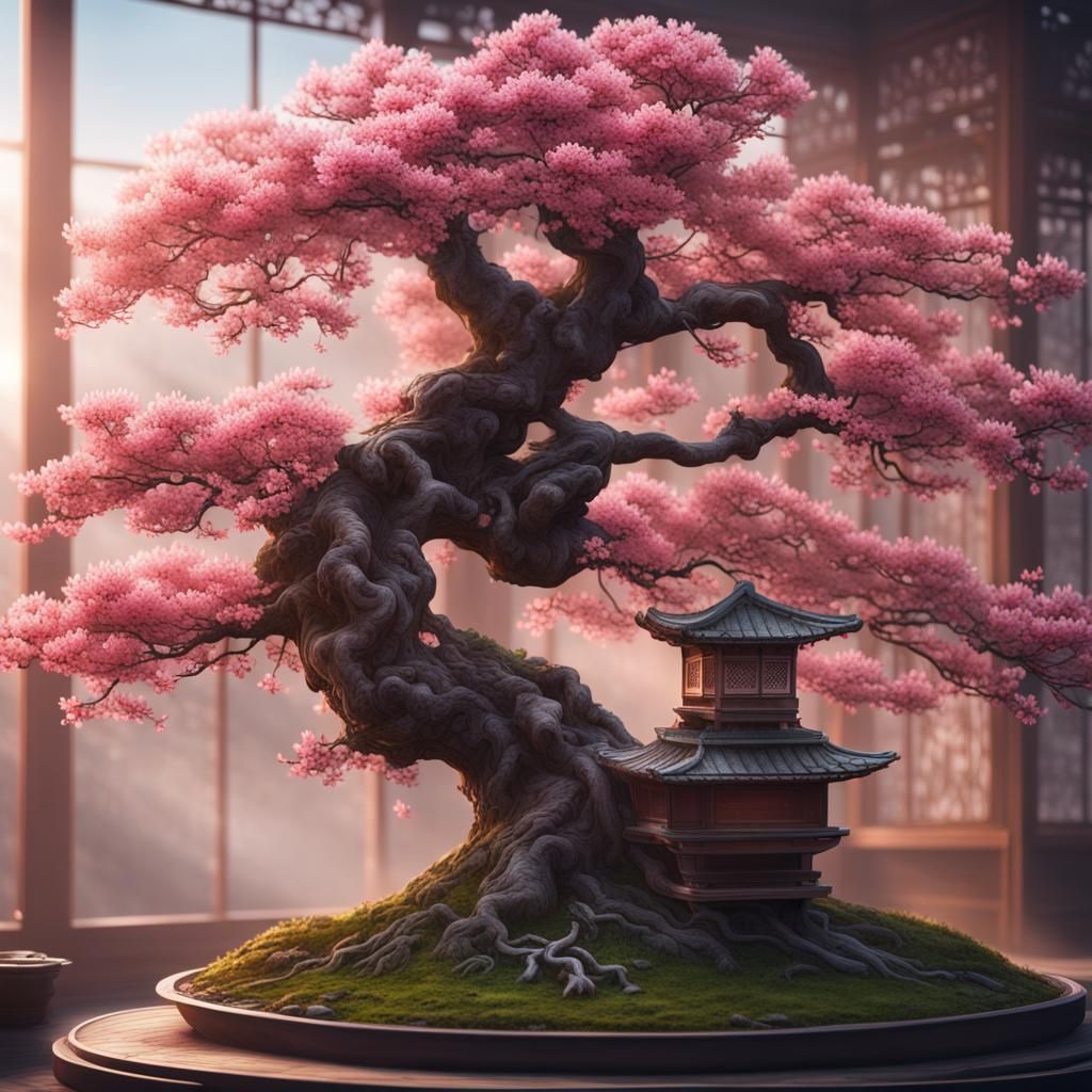 Cherry Blossom Bonsai: Digital Matte Painting