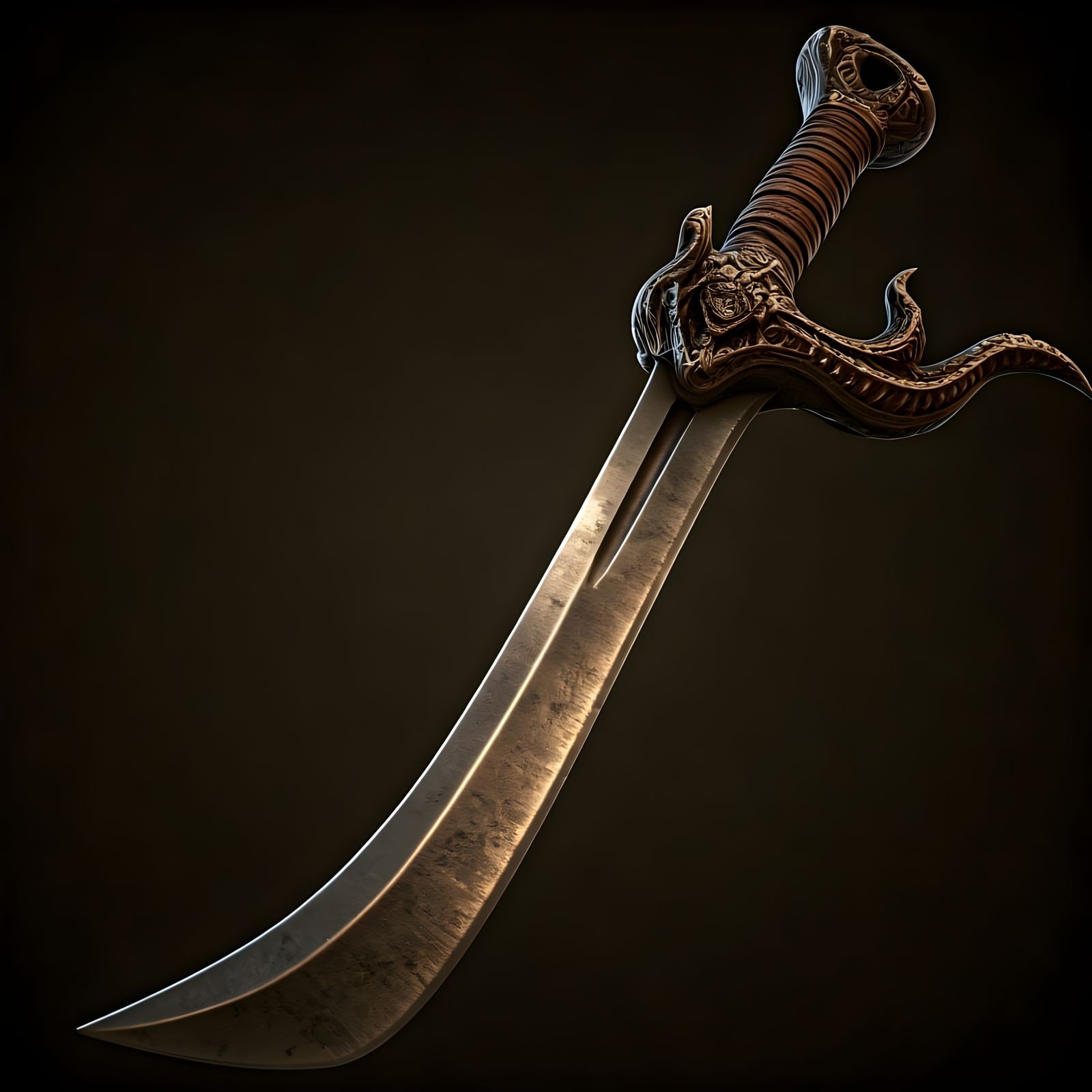 Ethereal Scimitar in Warm, Amber Brown Hues