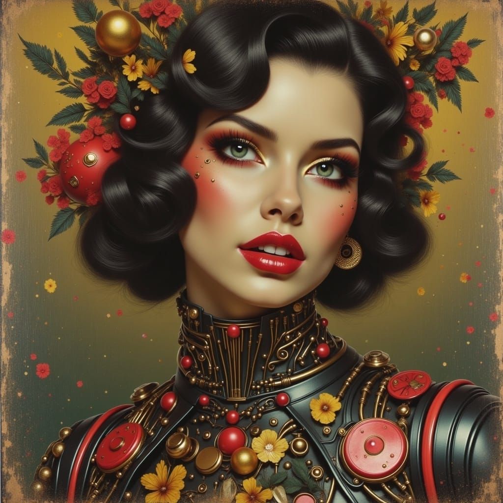 1940s Cyborg Pinup in Punk Style