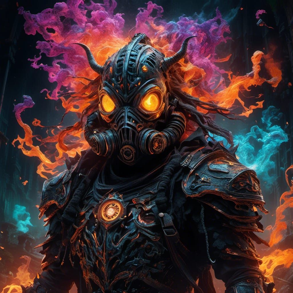 Biopunk Hockey Mask of Fire and Earth