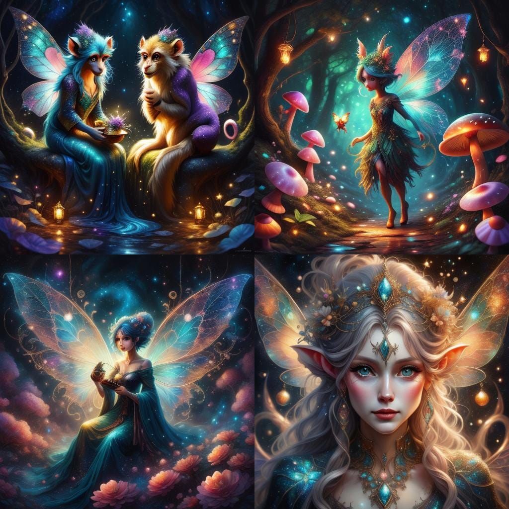 Fairy Monkey and Wizard in a Magical Style