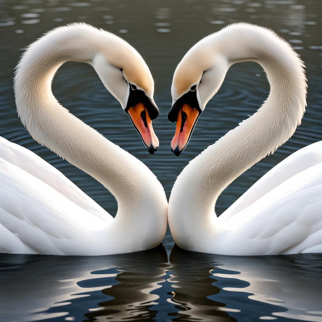 Elegant Swans Create Heart Shape