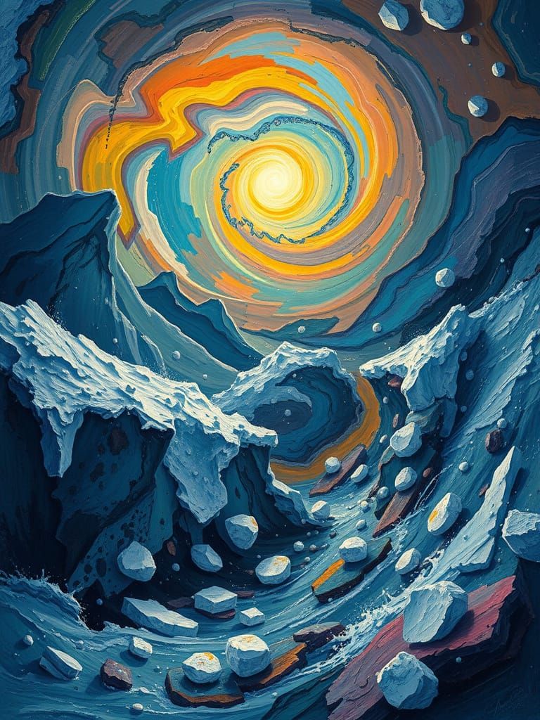 Arctic Tempest: A Fusion of Colors in Digital Painting