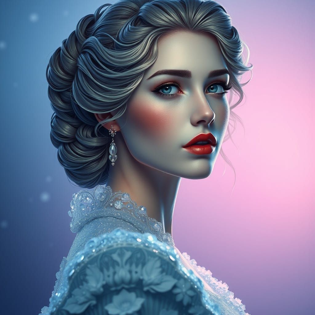 Regal Snow Goddess in Ethereal Portrait