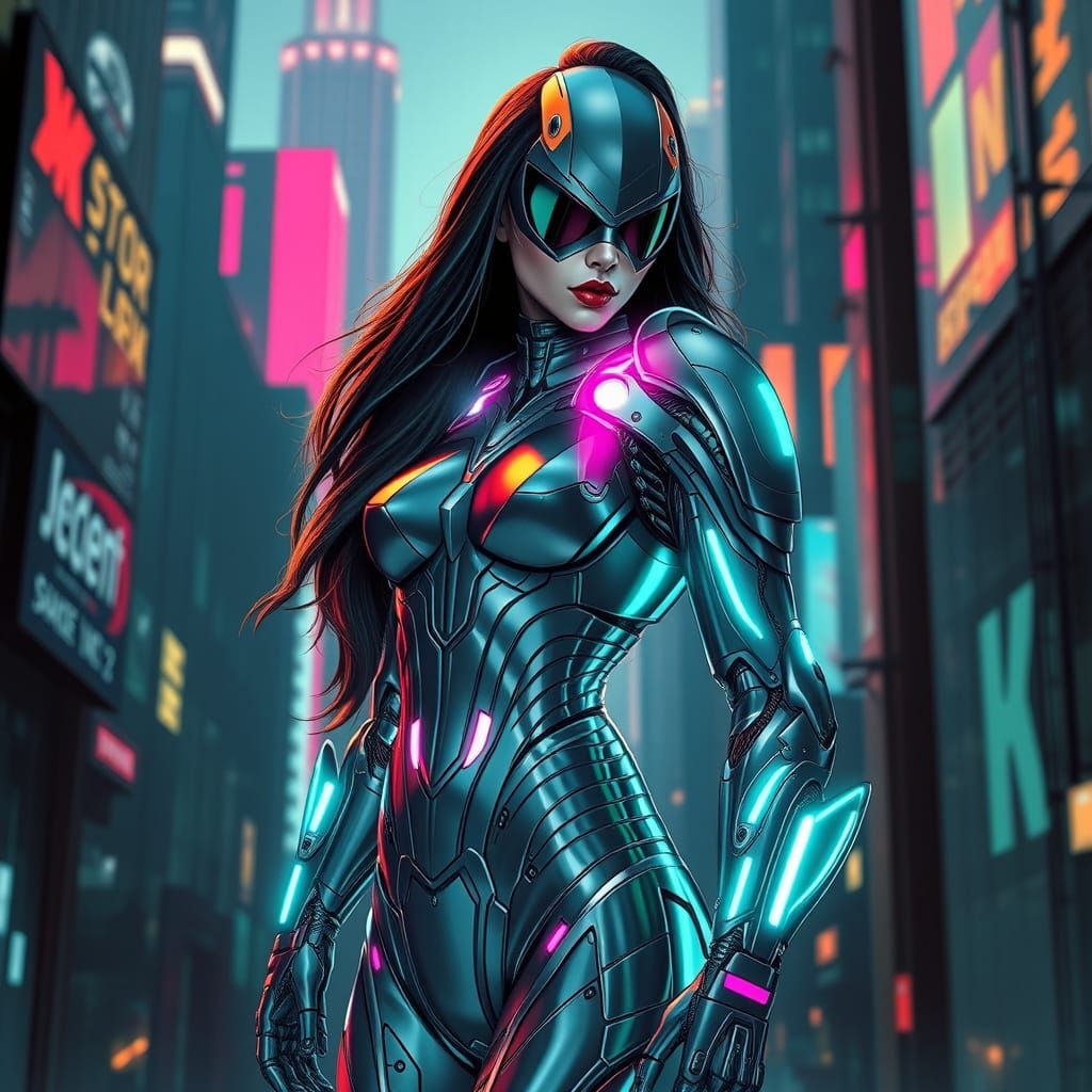 High-Tech Superheroine in Futuristic Armor