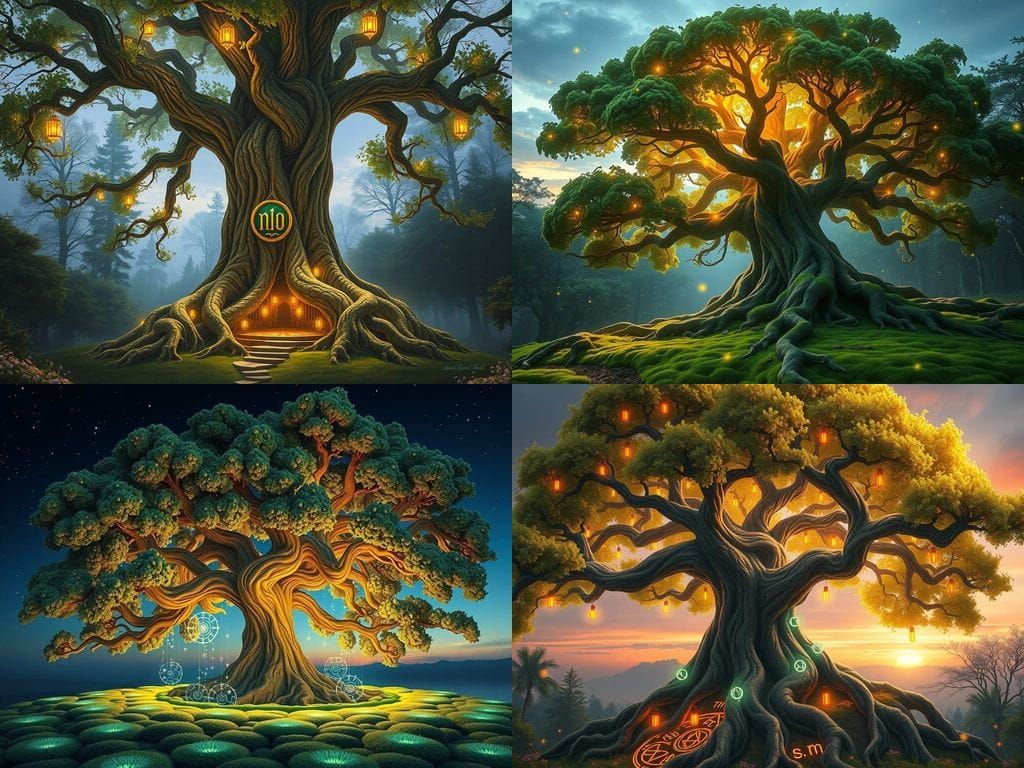 Majestic Elven Tree in Enchanted Forest