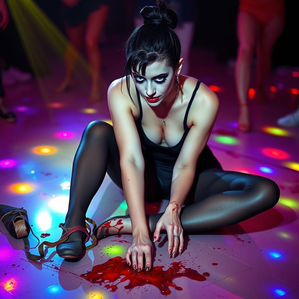 Exhausted Dancer on a Bloodstained Disco Floor