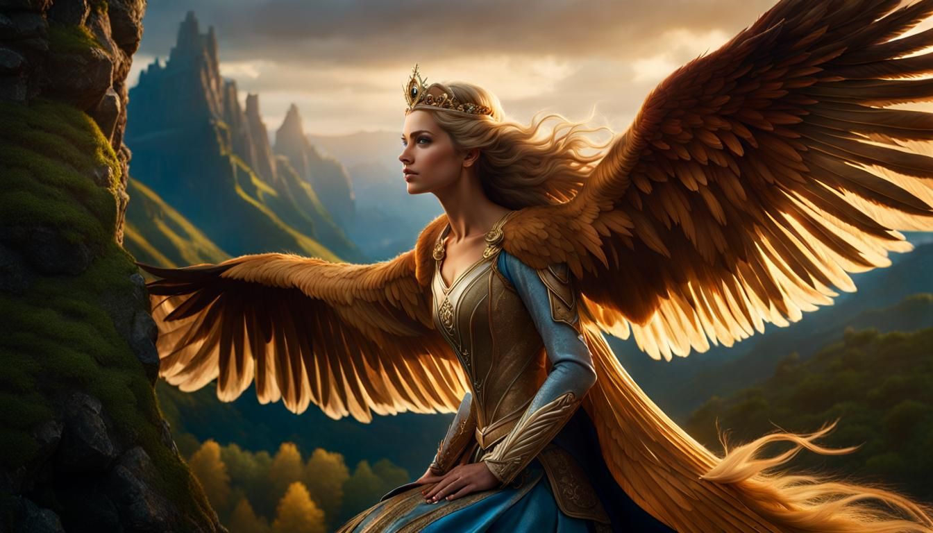 Princess and Griffin in Photorealistic Art