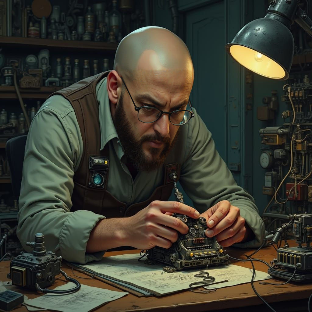 Cyberpunk Engineer at Work