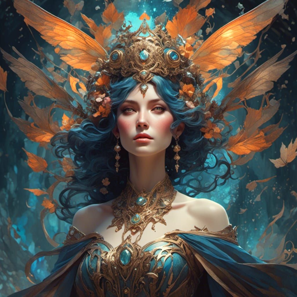 Magical Woman Portrait in Romantic Watercolor Style