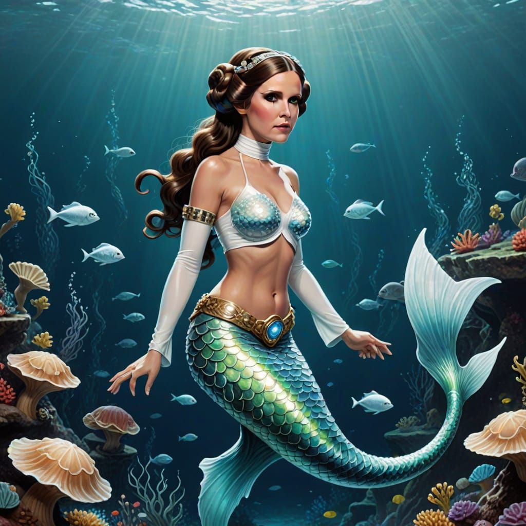 Surreal Underwater Portrait of a Mermaid Princess