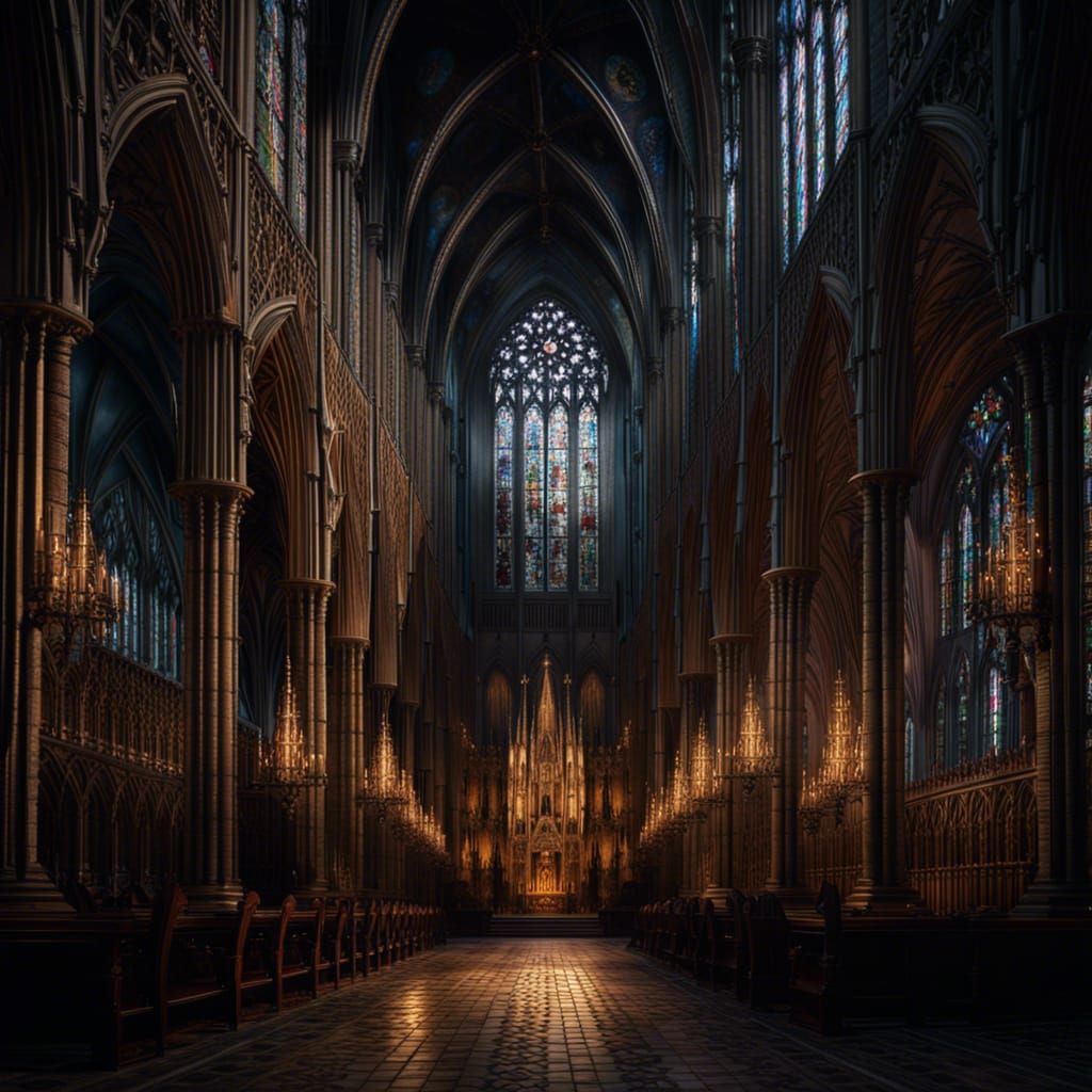 Eerie Gothic Cathedral with Soaring Spires