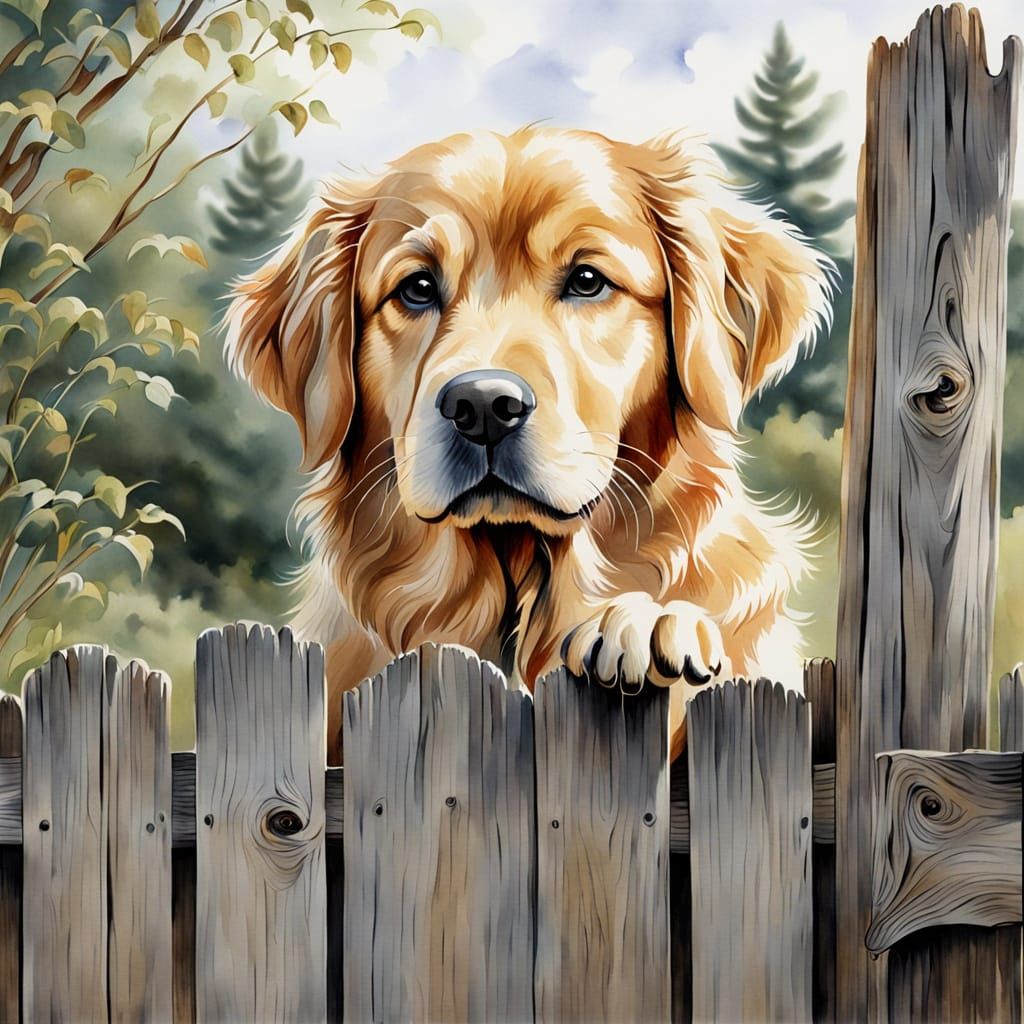 Golden Retriever in Watercolor