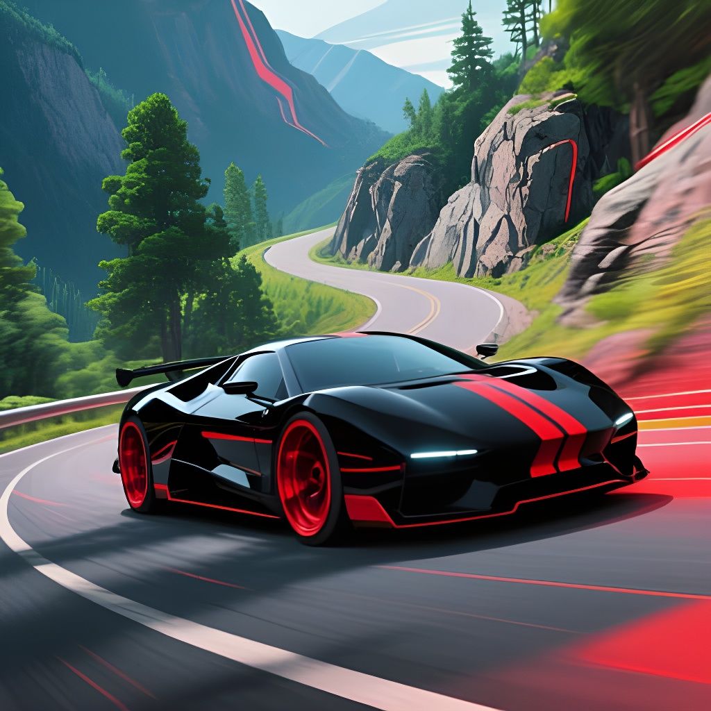 Sports Car Speeding on Mountain Road