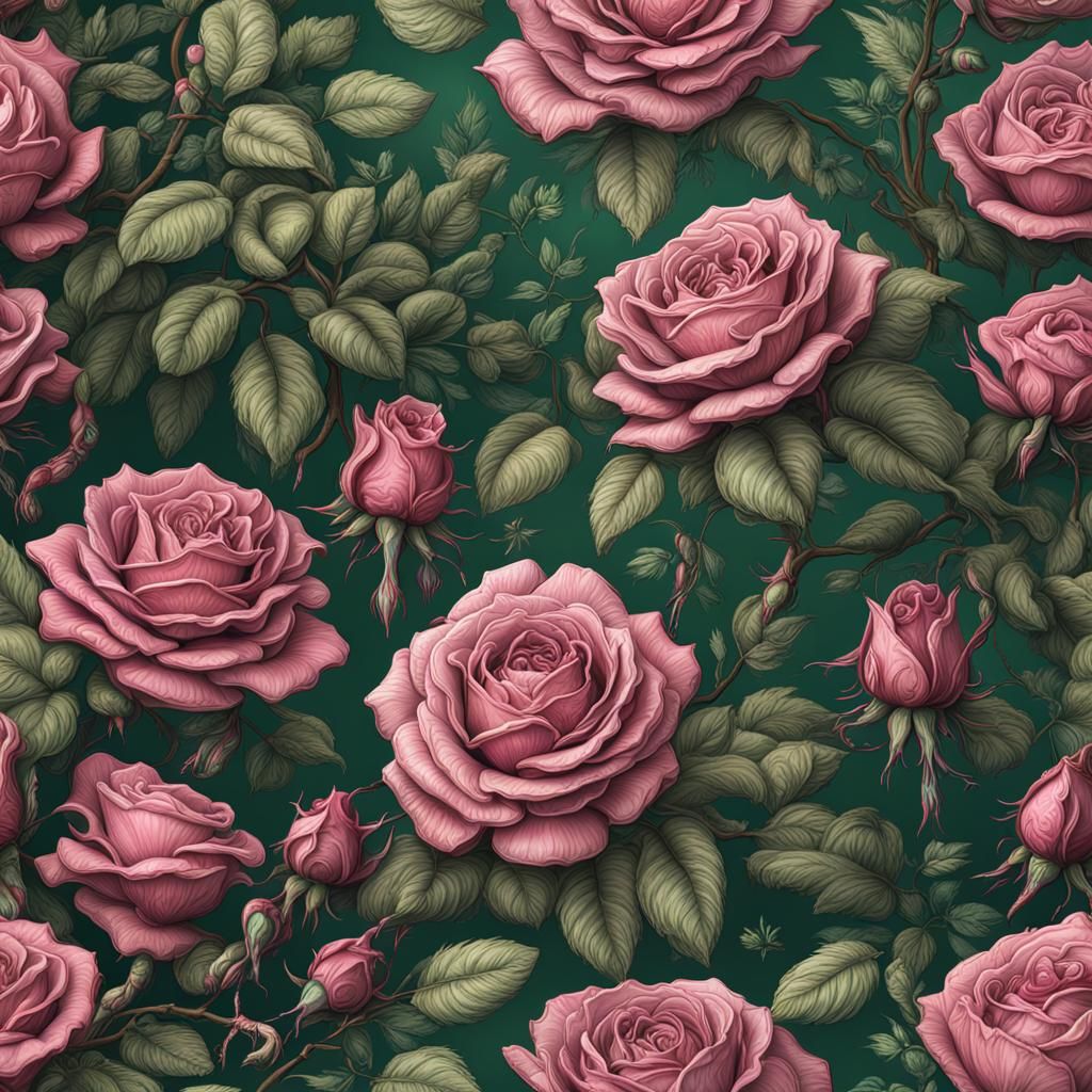 Detailed Rose and Fauna Matte Painting for Biodiversity