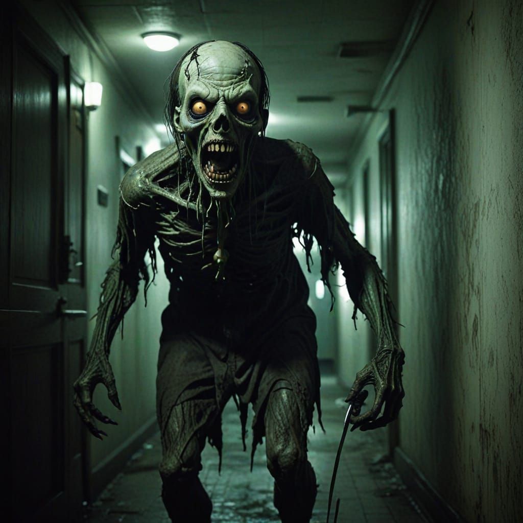 Eldritch Horror Figure Emerges from Shadows in Dark, Muted E...