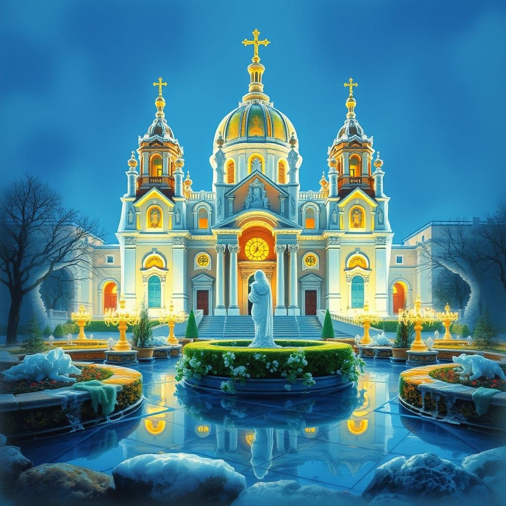 Baroque Monastery Transformed by Icy Prism