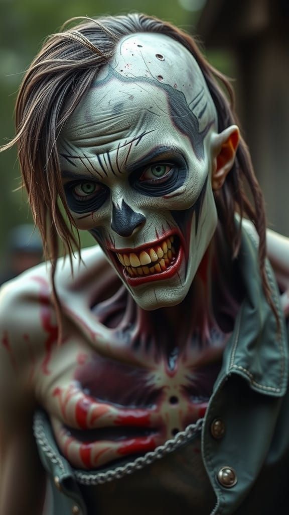 Gritty Undead Survivor in a Post-Apocalyptic Landscape