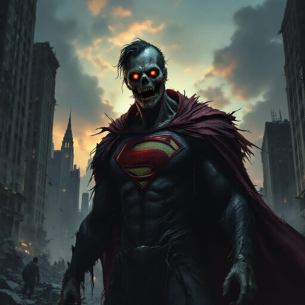 Undead Superman in Dark Fantasy Ruins