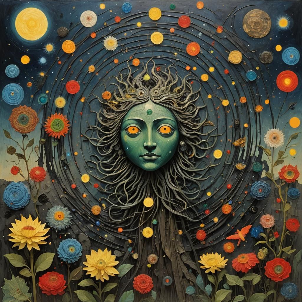 Surreal Peony Survives Storm in Encaustic Painting