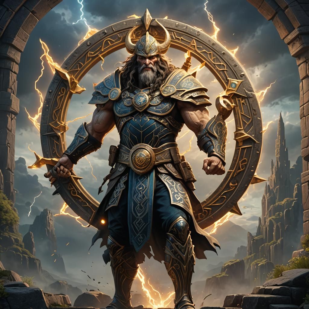 Taranis, Celtic God of Thunder, Detailed Matte Painting