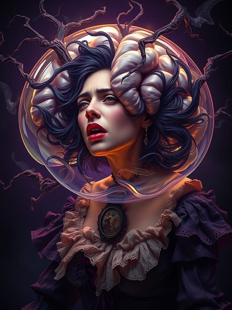 Mind Trapped in Turmoil: A Haunting Baroque Nightmare