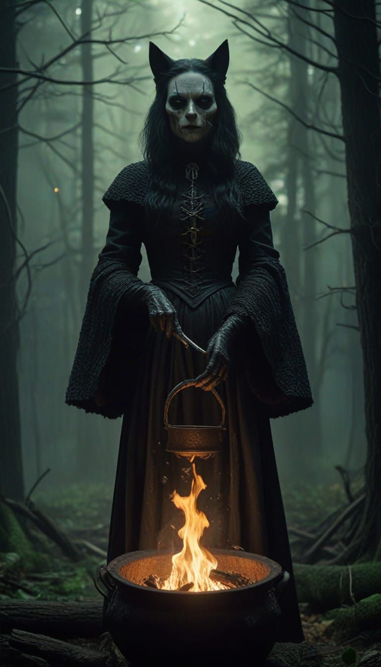 Towering Witch in Dark, Moody Film Still