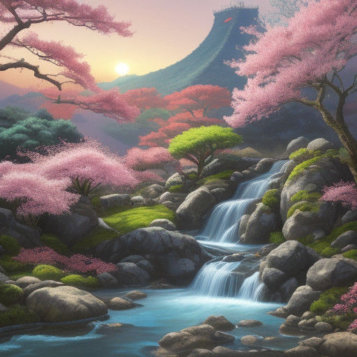 Vibrant Capcom-Style Anime Art of Mai Shiranui in a Misty Ja...