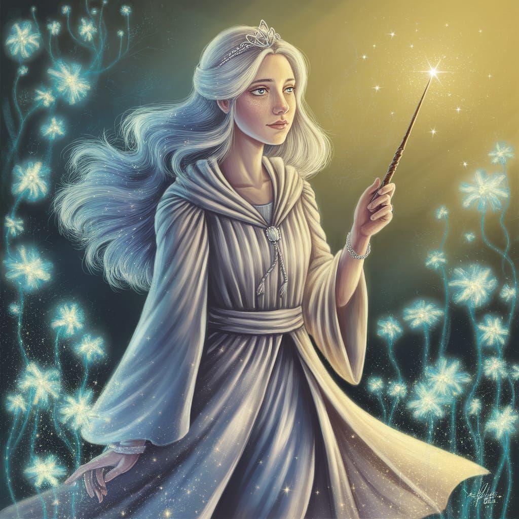 Ethereal Luna Lovegood in Enchanted Wildflower Field