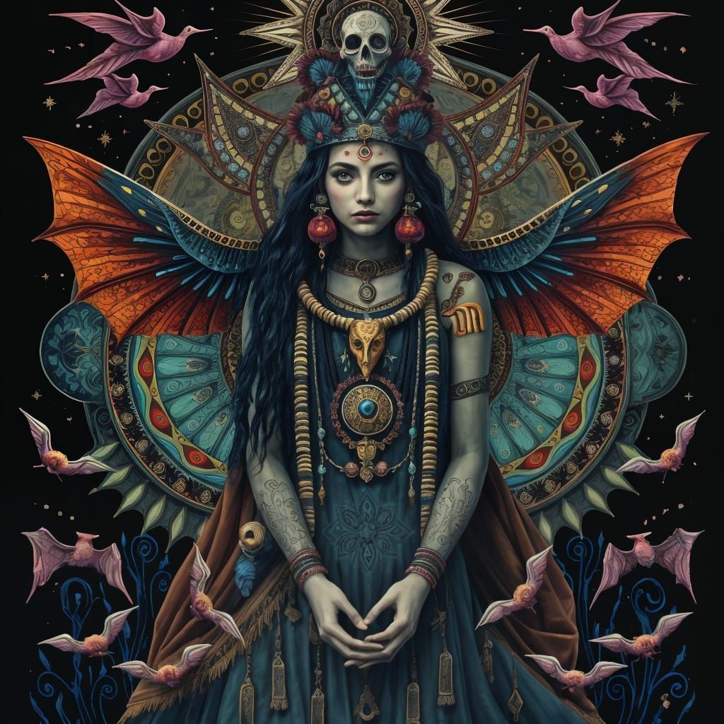 Psychedelic Darkpsy Album Cover with Mandala and Bats