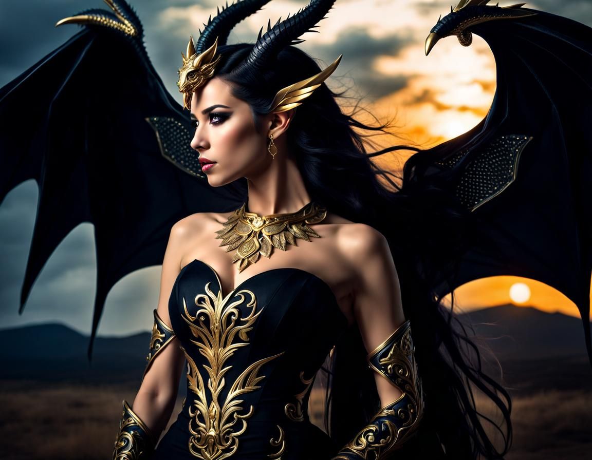 Dragon in Human Form with Evening Dress